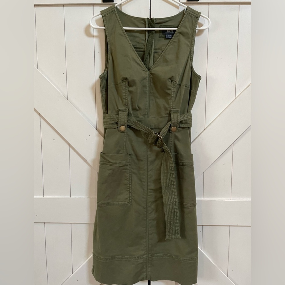 Anthropologie Maeve Army Green Cargo Dress